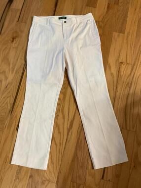 Lauren Ralph Lauren White Denim Pants Women’s 12P Petite Straight Leg Mid Rise